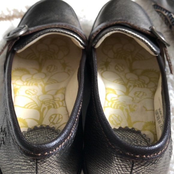 Fly London Yond Wedge Shoes 38 Bronze Gold Leather Suede Slip On Loafers - Picture 11 of 11